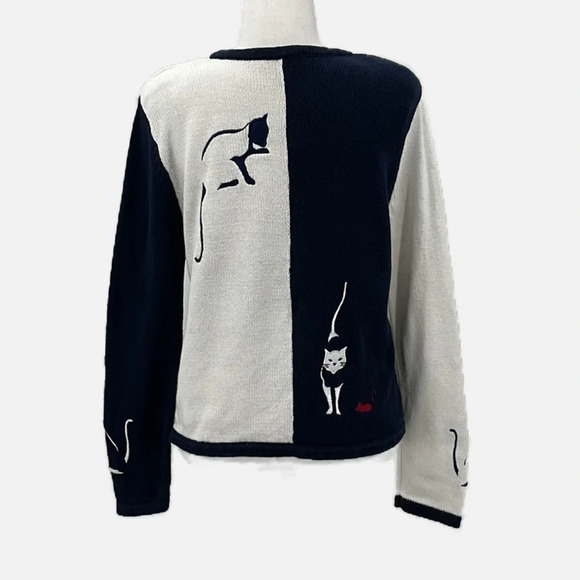 Christopher & Banks Vintage Applique & Embroidery Cat Cardigan - Size Small - Picture 6 of 10